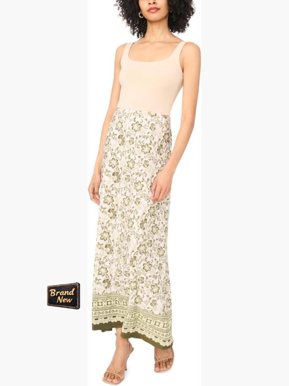 Floral Knit Maxi Skirt | Full Length | Rayon | Zip Closure | Womens